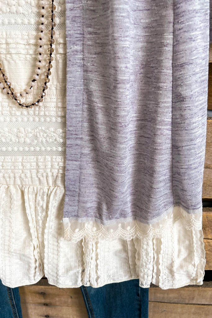 Stroll At Dawn Lace Back Cardigan - Grey - SALE