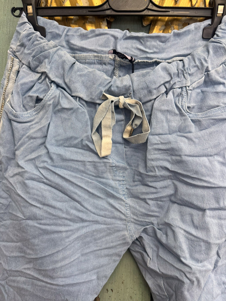 Made in Italy Scrunchy Rhinestone Stretch Pants – Ultra Comfortable Size (6 to 24)