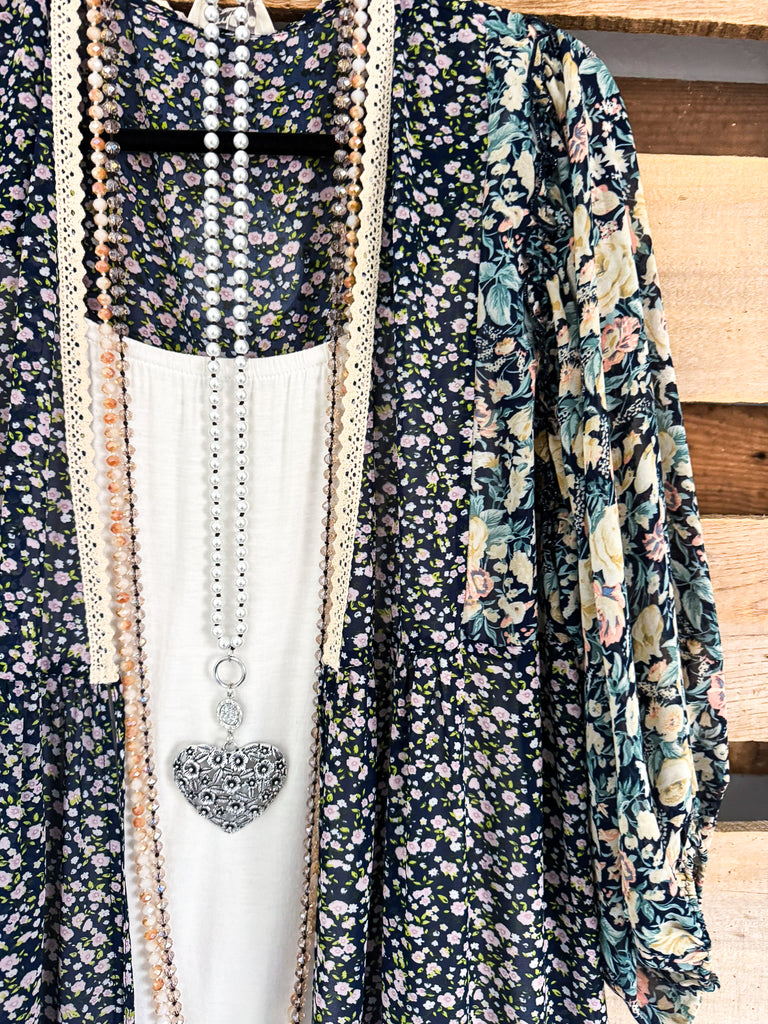 Always Blushing Cardigan - Navy Mix