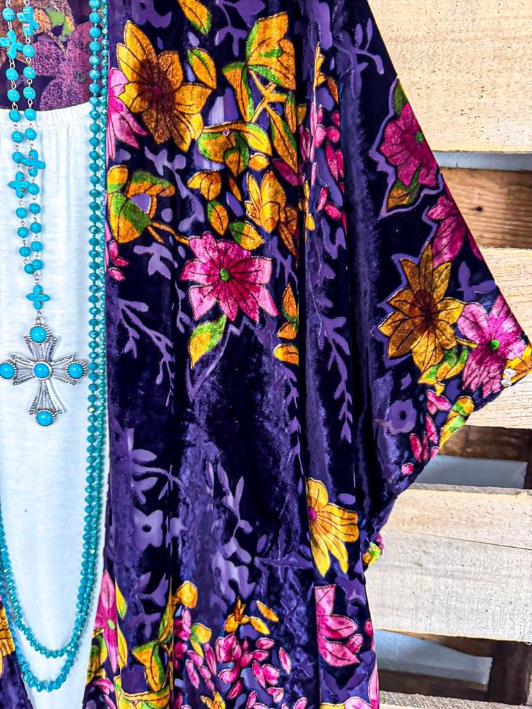 Made For More Burnout Velvet Kimono - Purple