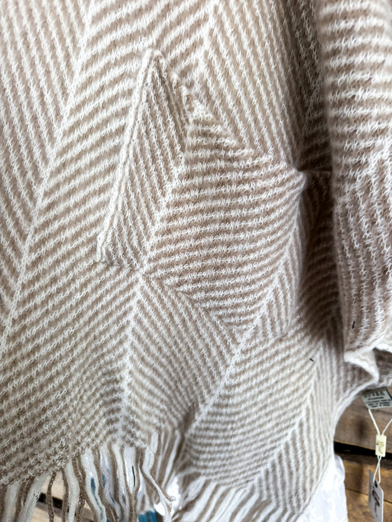 Ivory Label Herringbone Ruana - Beige