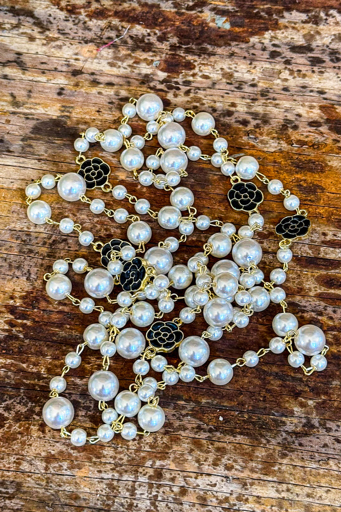 Double Layer Chain Necklace - White/Black Gold