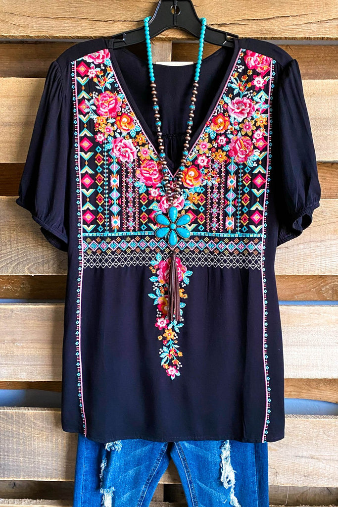 AHB EXCLUSIVE:  Rainy Rose Blouse - Black