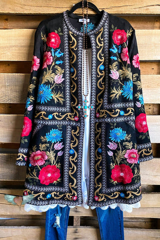 Mandala Print Kimono - Black