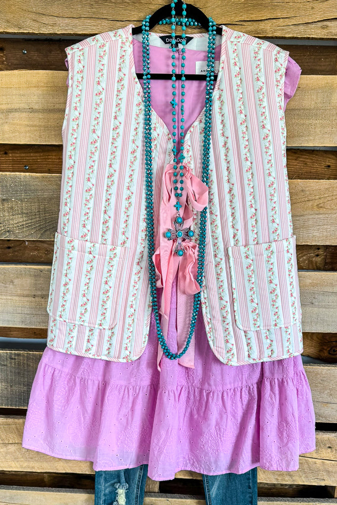 Love And Bow Ties Quilted Vest - Pink - 100% COTTON - SALE