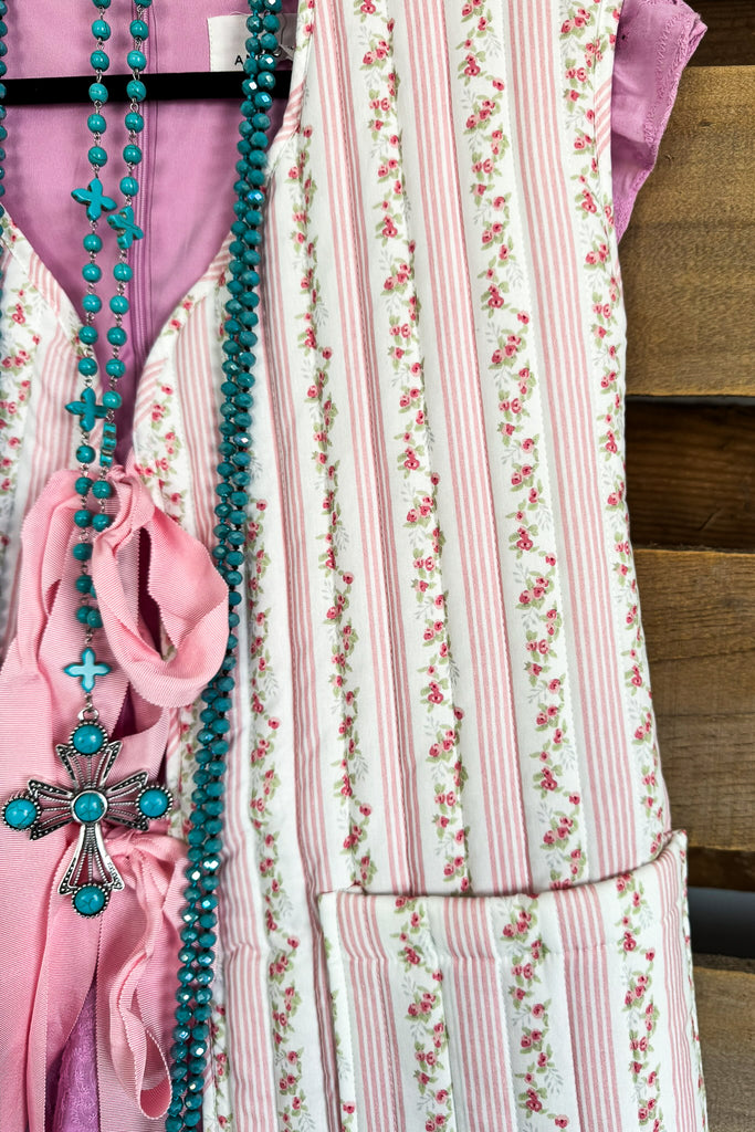 Love And Bow Ties Quilted Vest - Pink - 100% COTTON - SALE