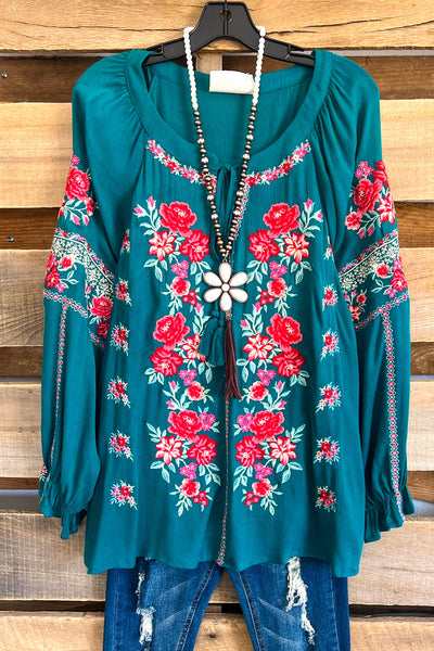 Here Without You Blouse - Teal