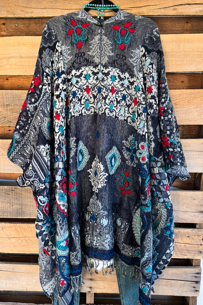 Curious Hearts Wool Ruana - 100% WOOL