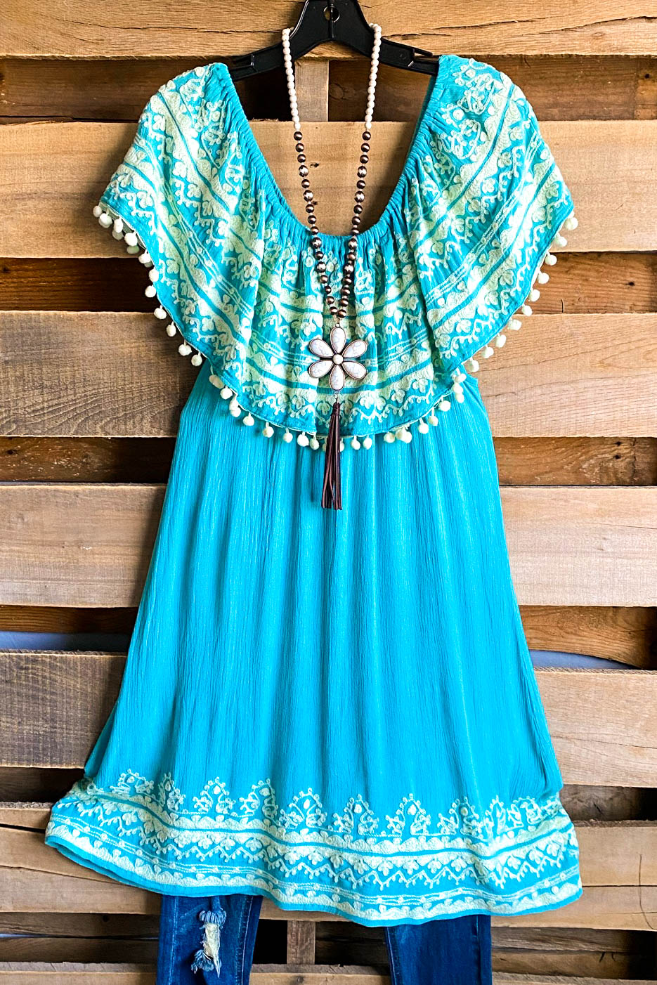 AHB EXCLUSIVE: Havana Nights Dress - Turquoise/Cream