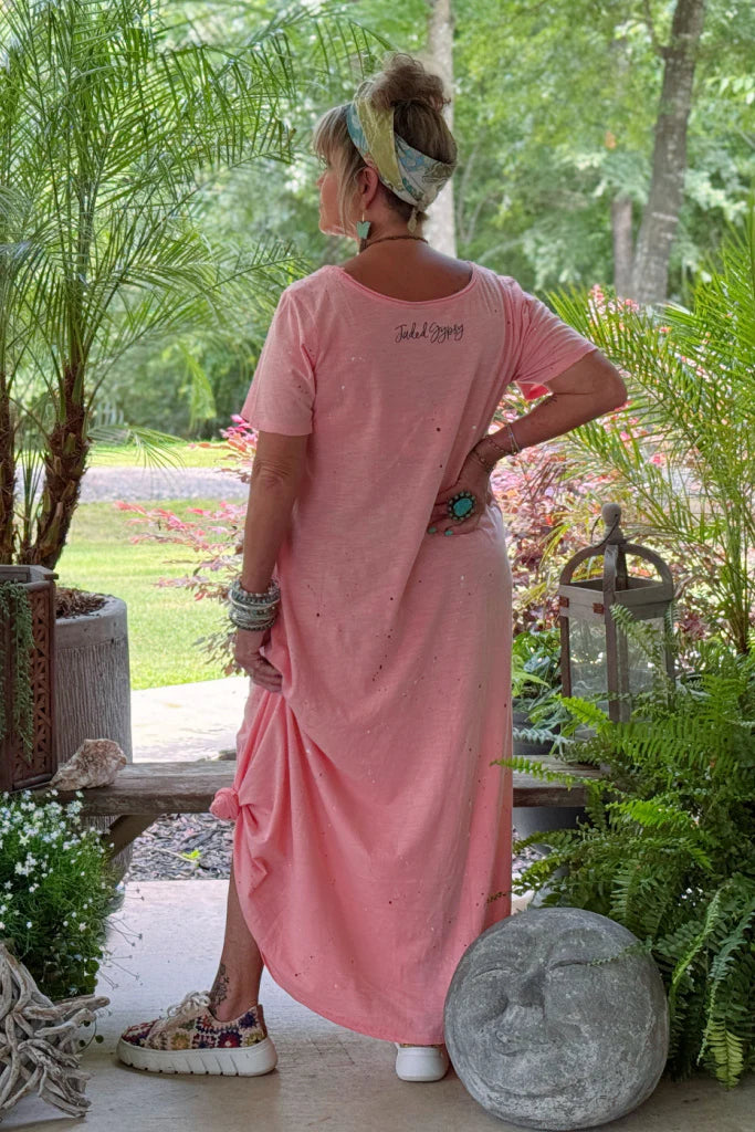 Dirty Hippie Maxi Dress - Coral - 100% Cotton
