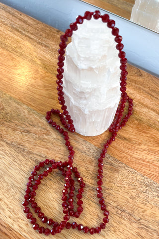Long Beaded Necklace - White