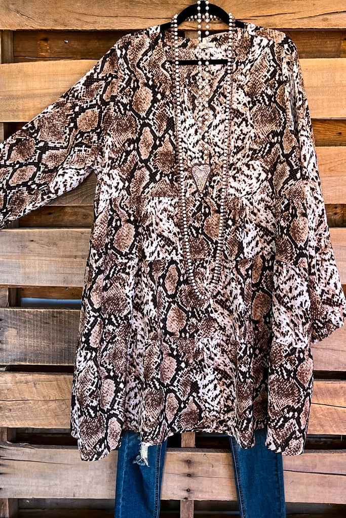 Tiered With Perfection Dress - Snake Print - SALE