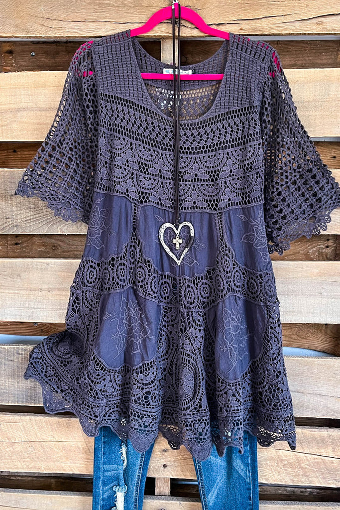 AHB EXCLUSIVE: Delightful Details Top - Grey - 100% COTTON