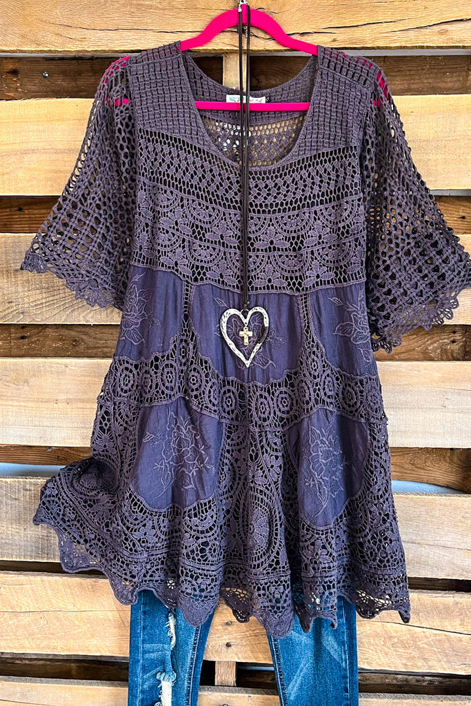 AHB EXCLUSIVE: Delightful Details Top - Grey - 100% COTTON