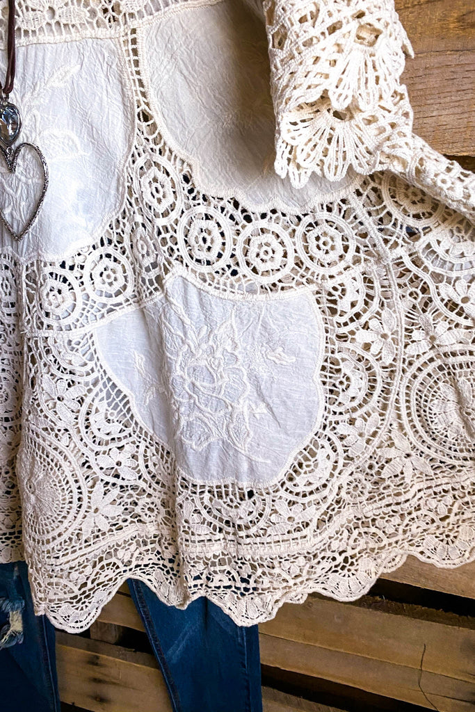 AHB EXCLUSIVE: Delightful Details Top - Natural - 100%  COTTON