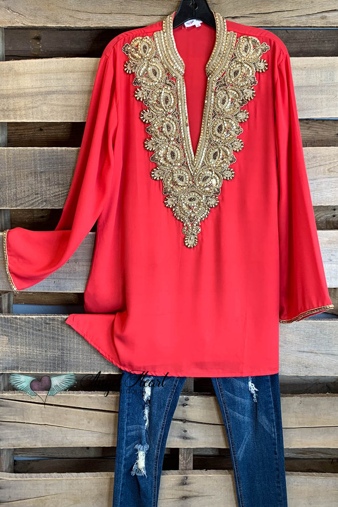 AHB EXCLUSIVE: Arabian Nights Blouse - Coral - SALE