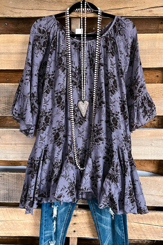 Your Love Awakens Me Tunic - Dark Gray