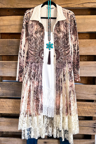 Floral Enough Crochet Vest - Mocha - 100% COTTON