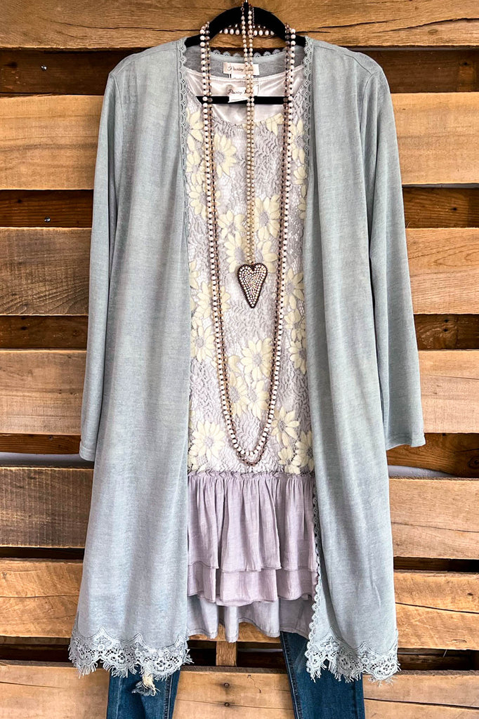 Days To Impress Cardigan - Lt Grey/Blue