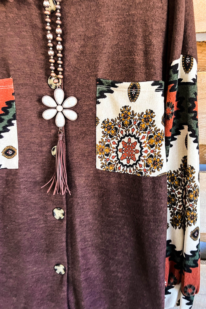 Cliffside Sunset Shacket - Brown -SALE