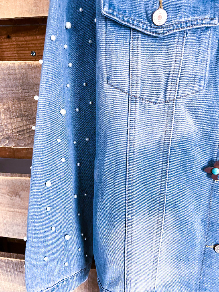 Denim & Pearls Jean Jacket - 100% COTTON - SALE