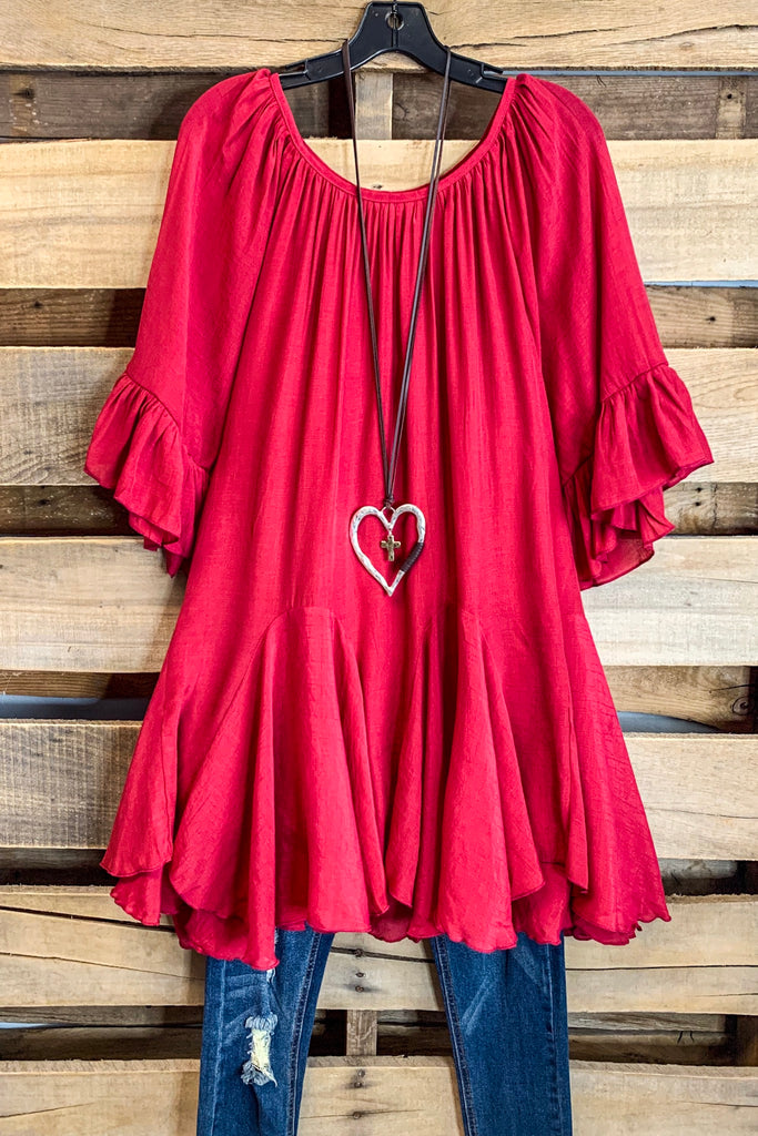 AHB EXCLUSIVE: The It Girl Oversized Tunic -Crimson