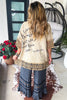 Frayed And Ruffled Denim Capris - Black Demin