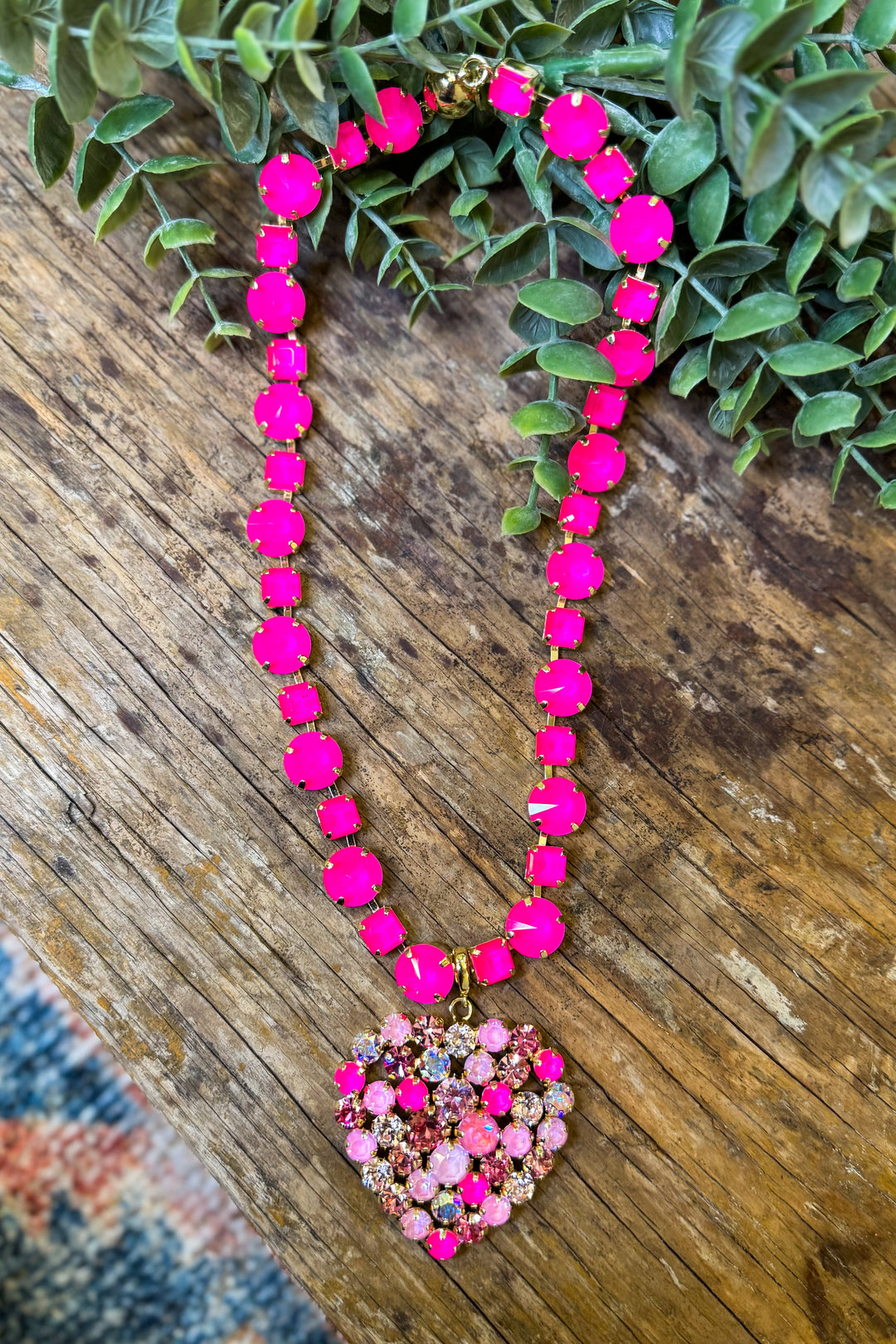 WAFA Heart Necklace - All Pink Heart - Hot pink