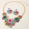 Rhinestone Roses Necklace Earring Set