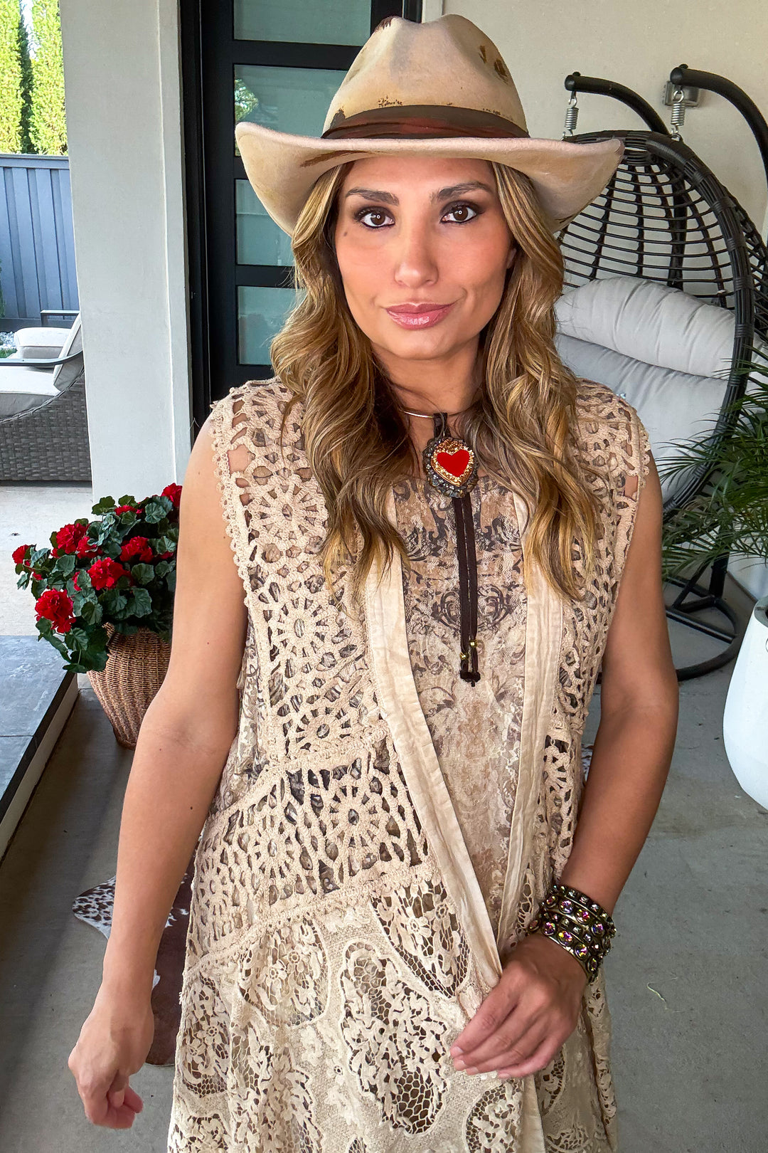 Vintage Lace Boho Vest  – High Low 100% Cotton Lace Duster