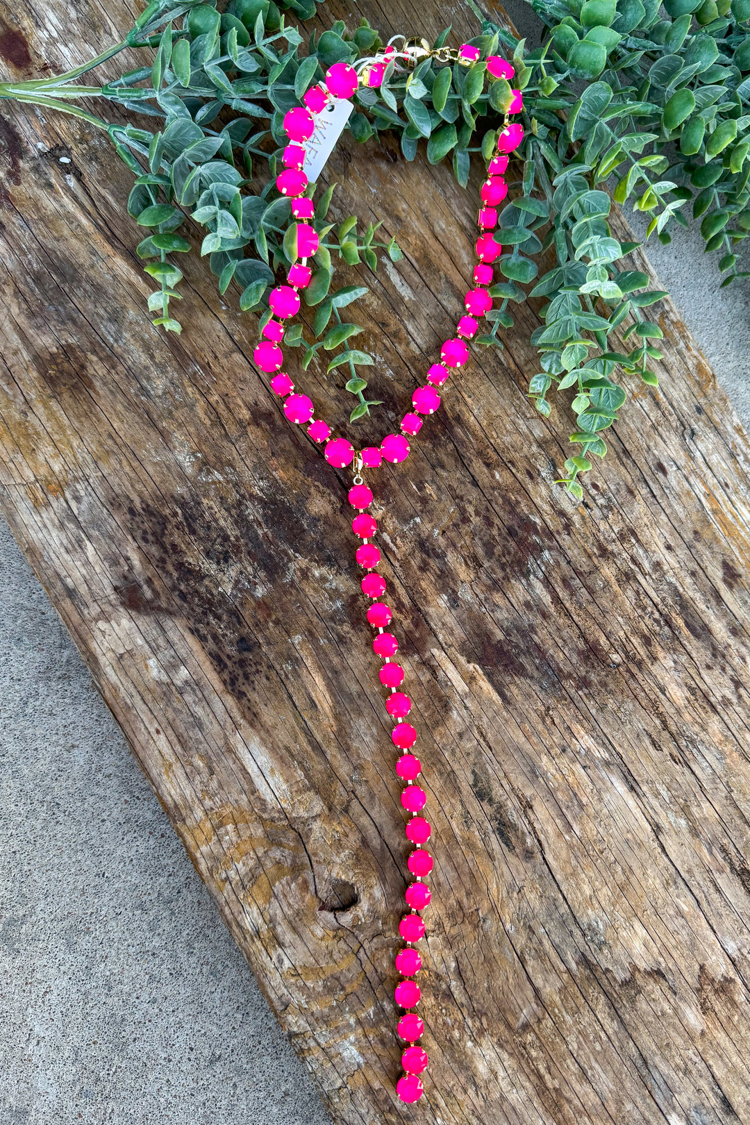 WAFA Crystal Necklace - Lariat 18" Necklace - Pink