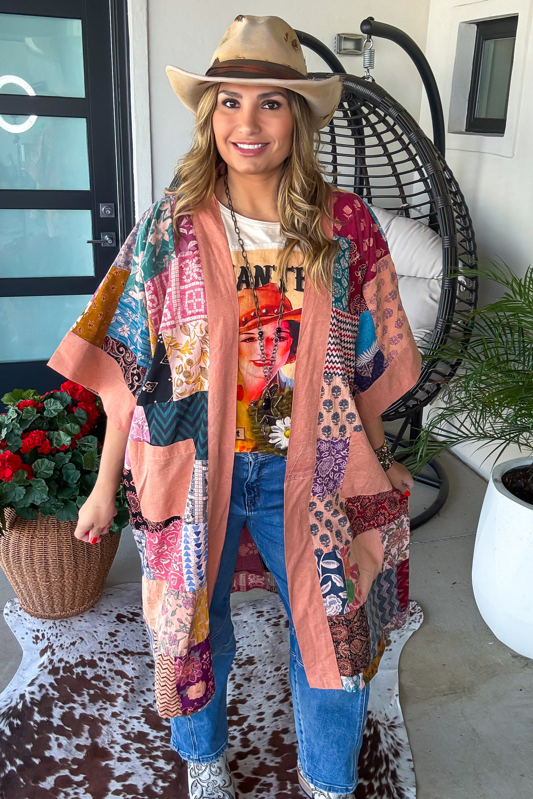 The Nepal Oversized Kimono - 100% Cotton - Peach