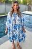 Orchard Coast Maxi Dress - 100% Cotton - Blue