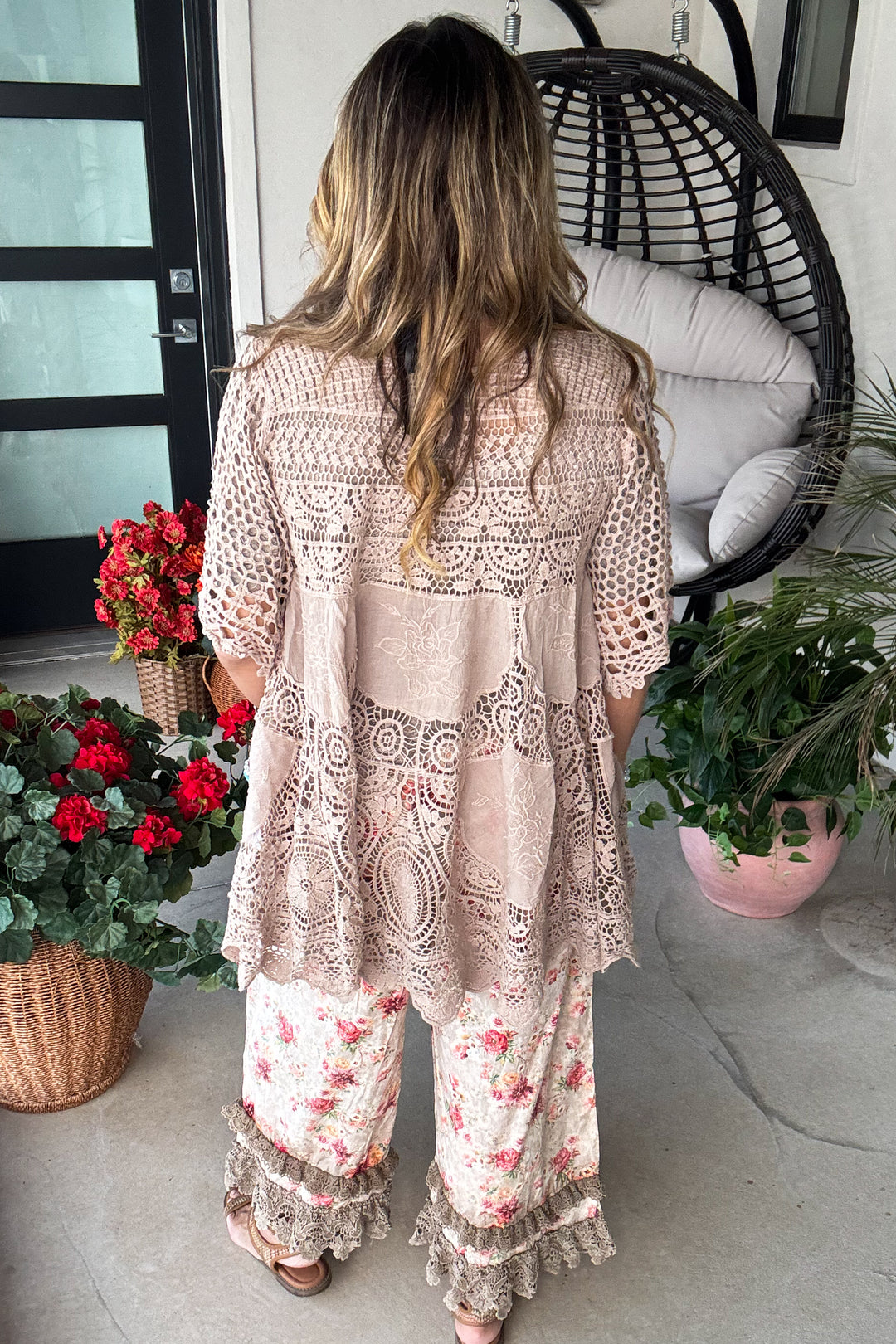 Floral Print Lace Trim Elastic Waist Bloomers