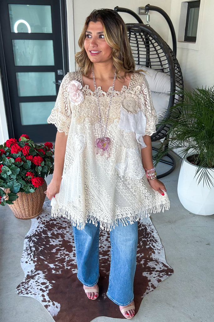 PRE ORDER: Rosy Lace Reverie Dress - 100% Cotton - Ivory