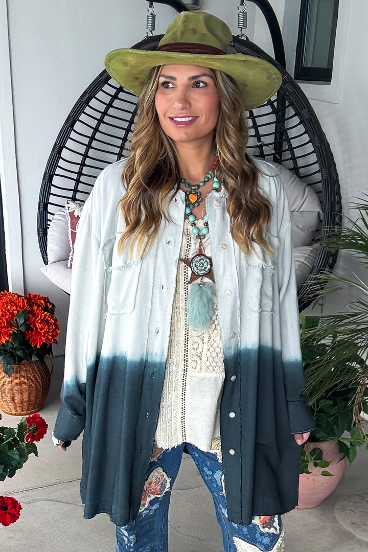 Coastal Mist Ombre Oversized Tunic - Black/Gray