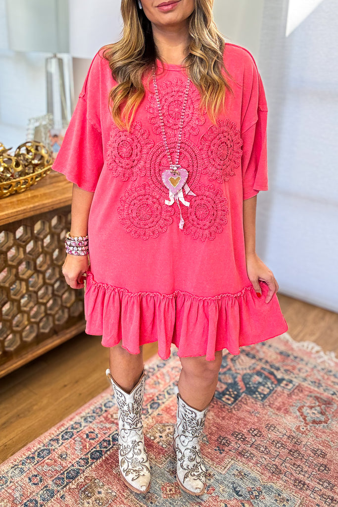 Saving Grace Oversized  Dress - Coral - Cotton/Spandex Blend