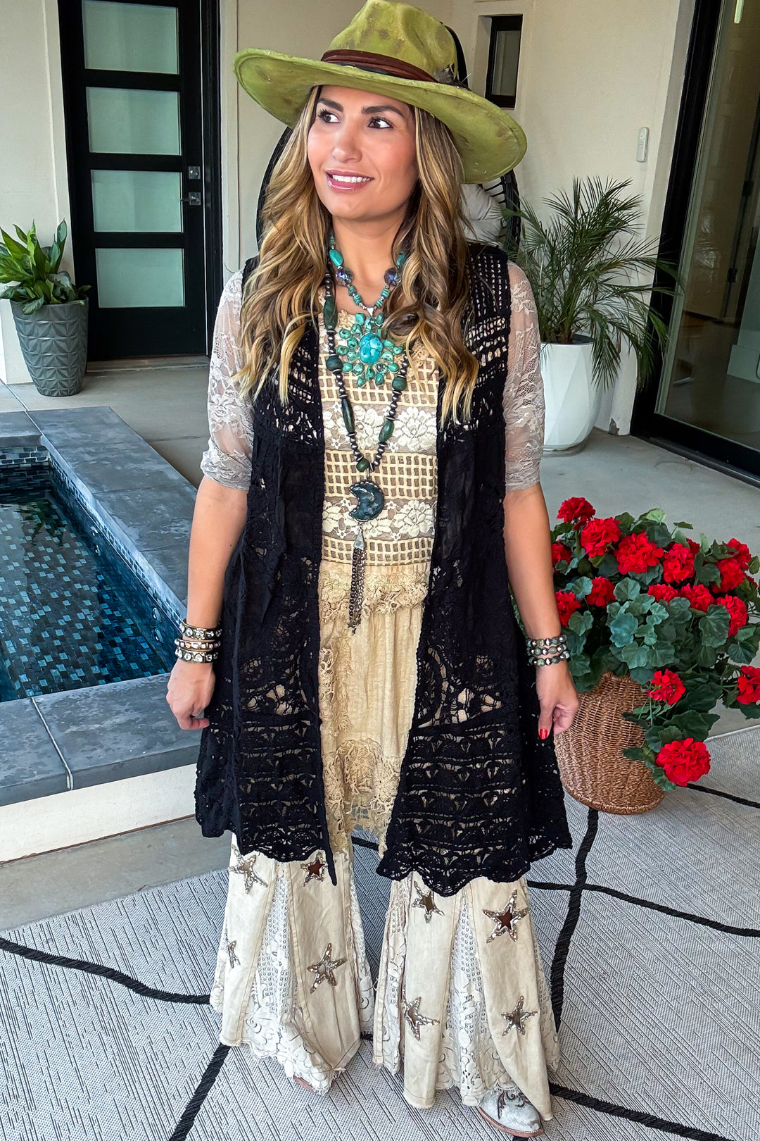 Gracefully Polished Crochet Cardigan - Black