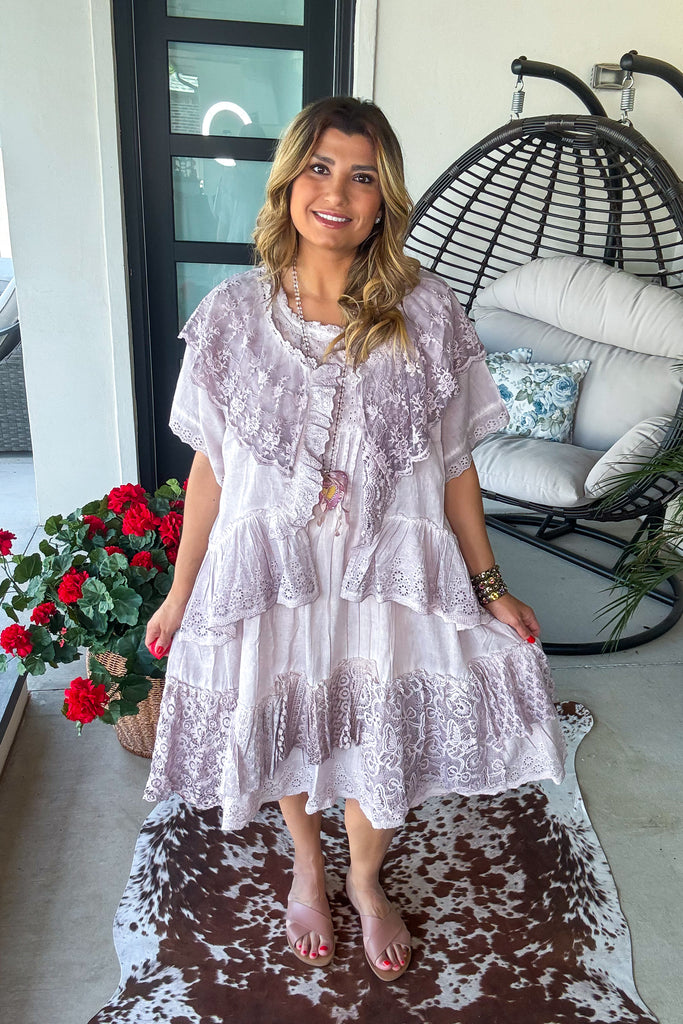 Lavender Skies Dress - 100% Cotton - Lilac