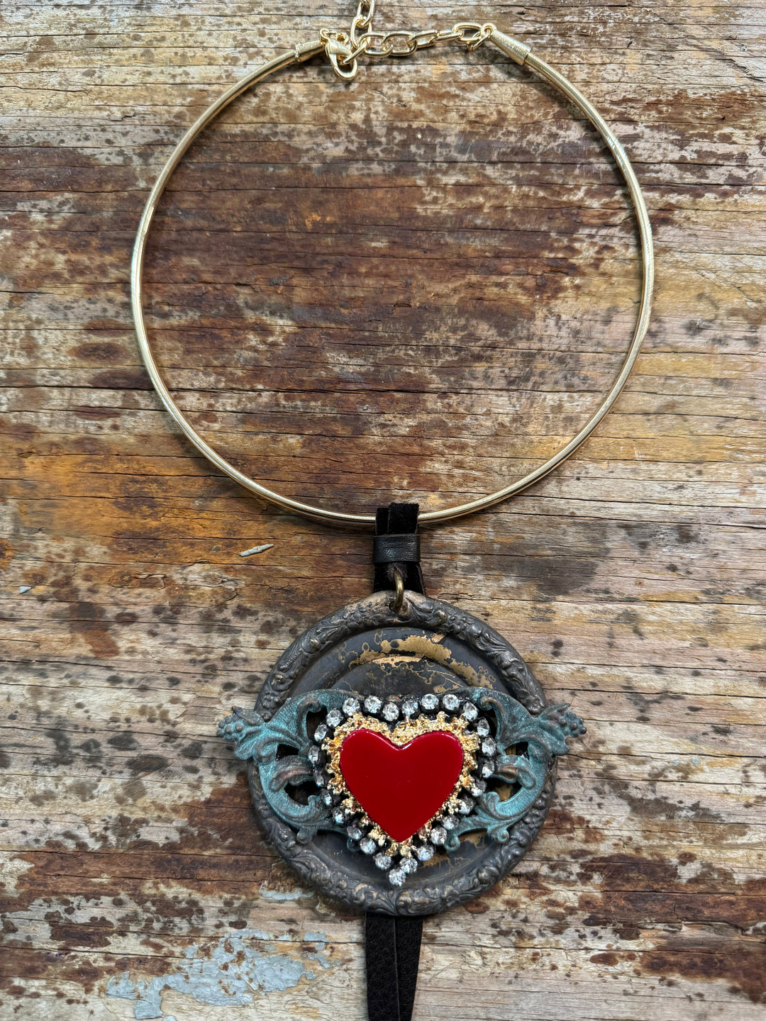 Sacred Heart Statement Necklace – One of a Kind Handmade Piece Darla