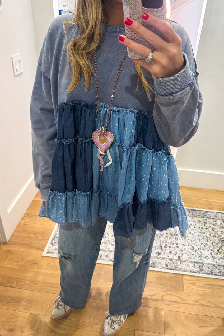 Flatter Me Fit Oversized Sweater - 100% Cotton - Blue