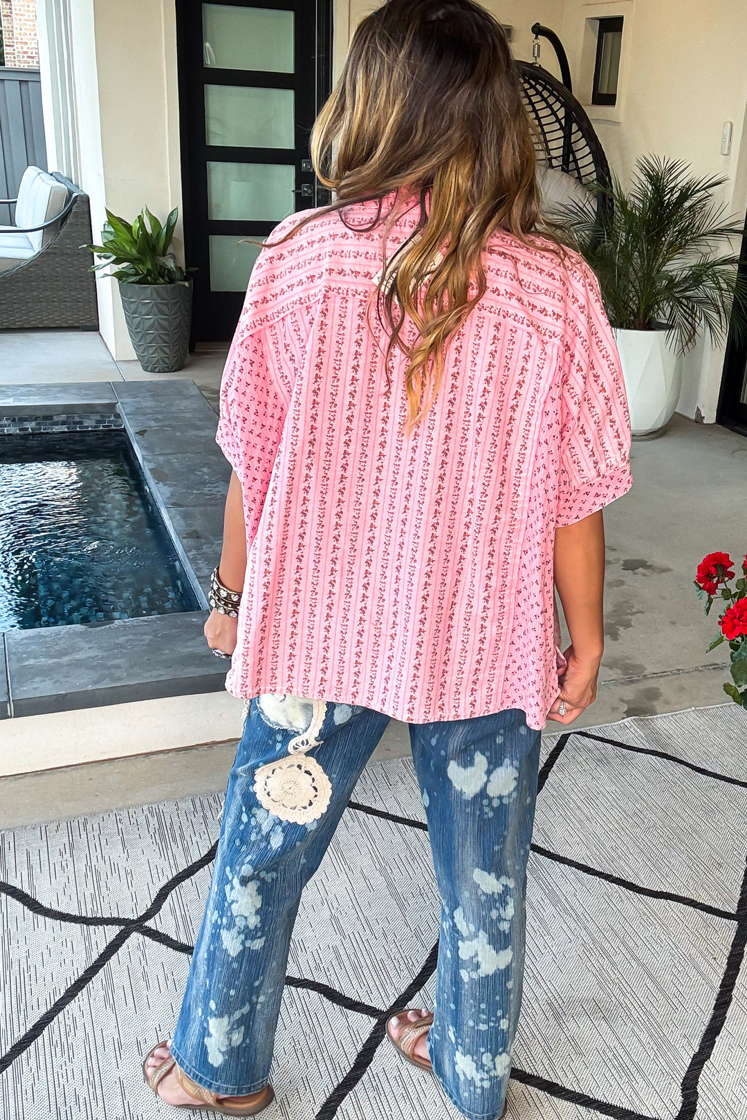 Rosebud Garden Oversized Top - Pink