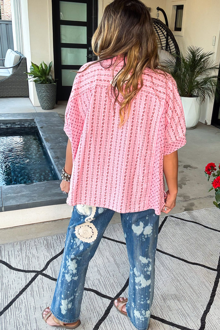 Rosebud Garden Oversized Top - Pink