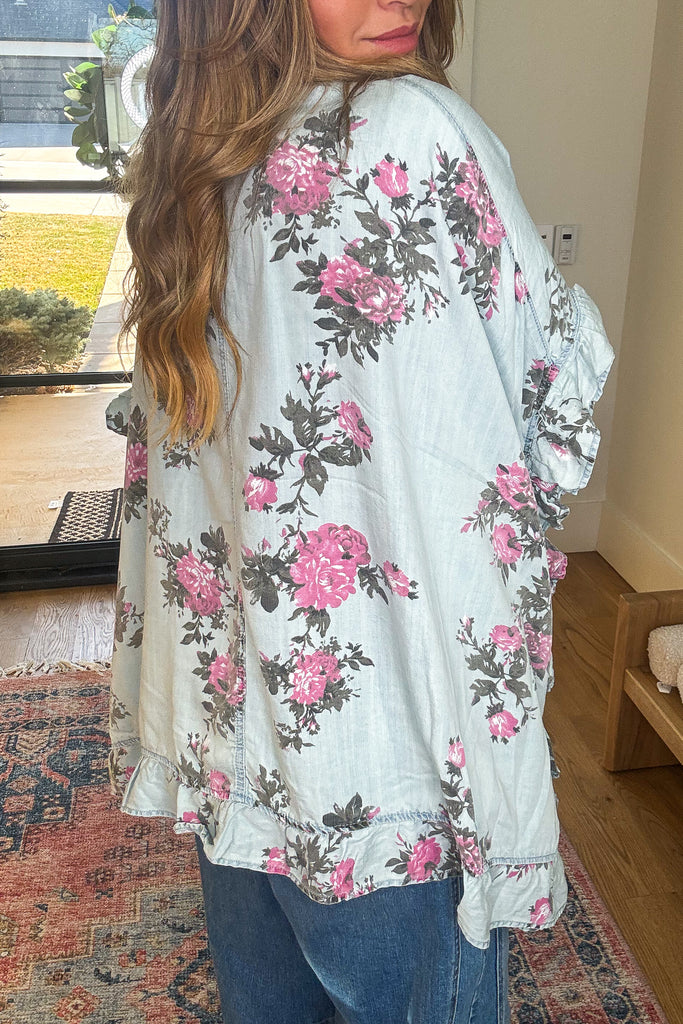 Bloom In Motion Cardigan - Lt. Denim