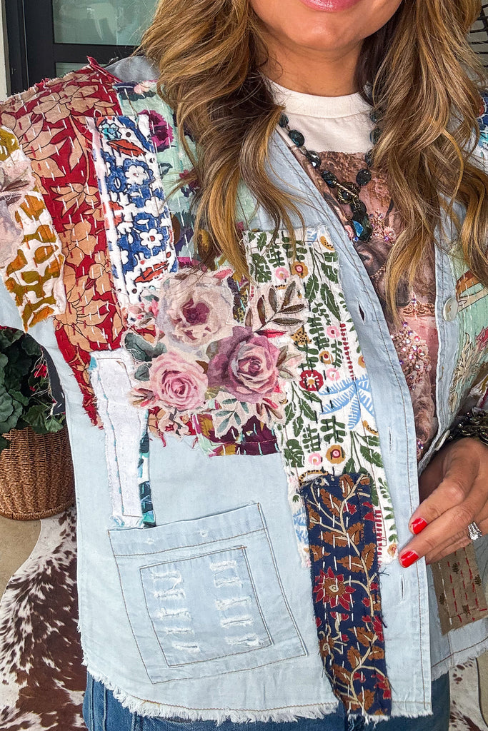 Sun Chaser Patch Jacket - 100% Cotton - Blue