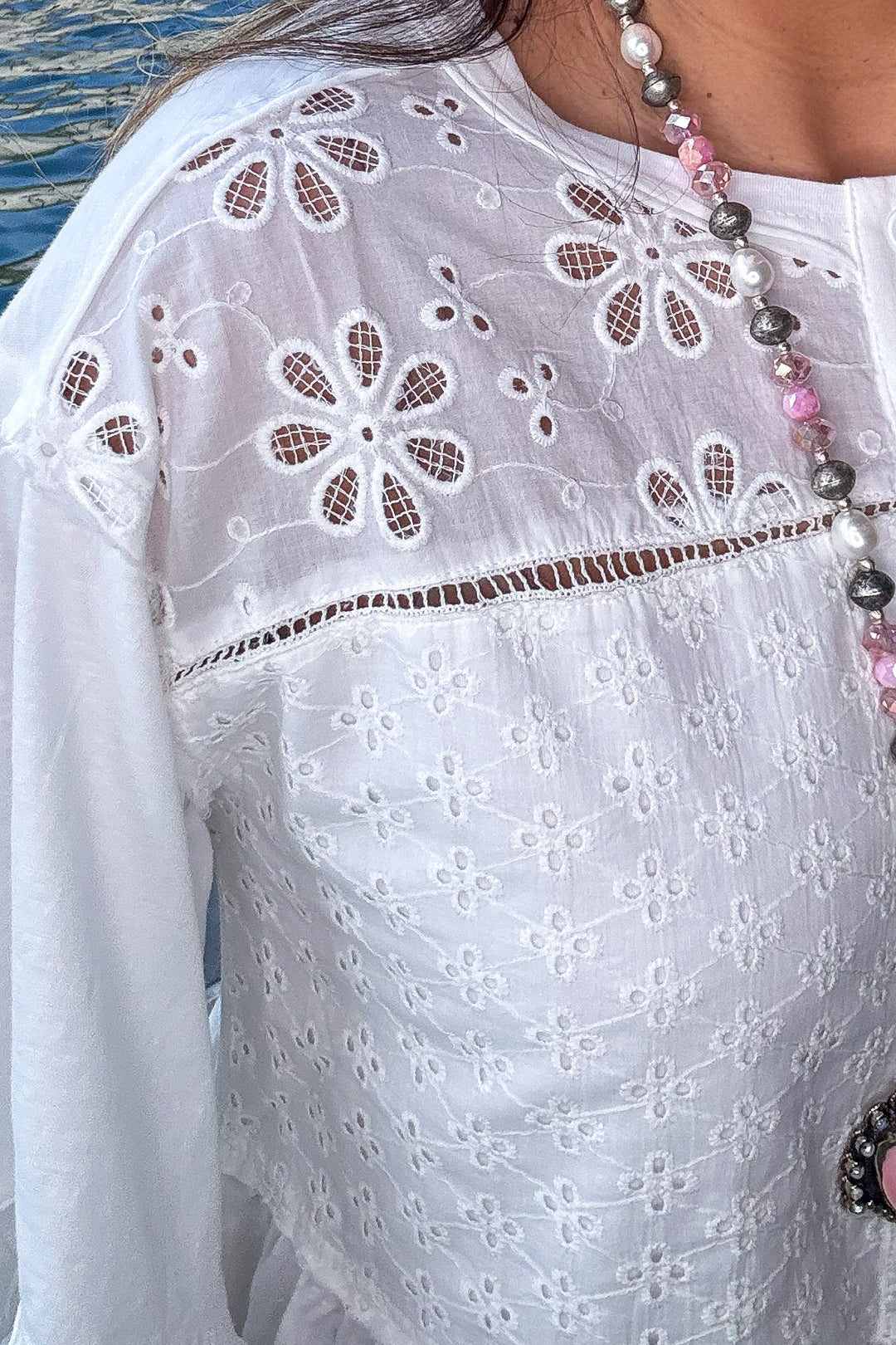 Garden Veil Eyelet Top - 100% Cotton -White