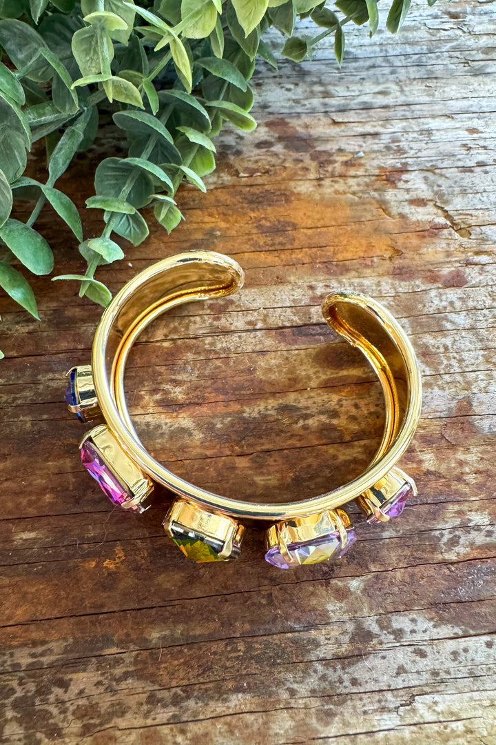 WAFA - Austrian Crystal Gold Plated Bracelet Mid Cuff - Purple Mix