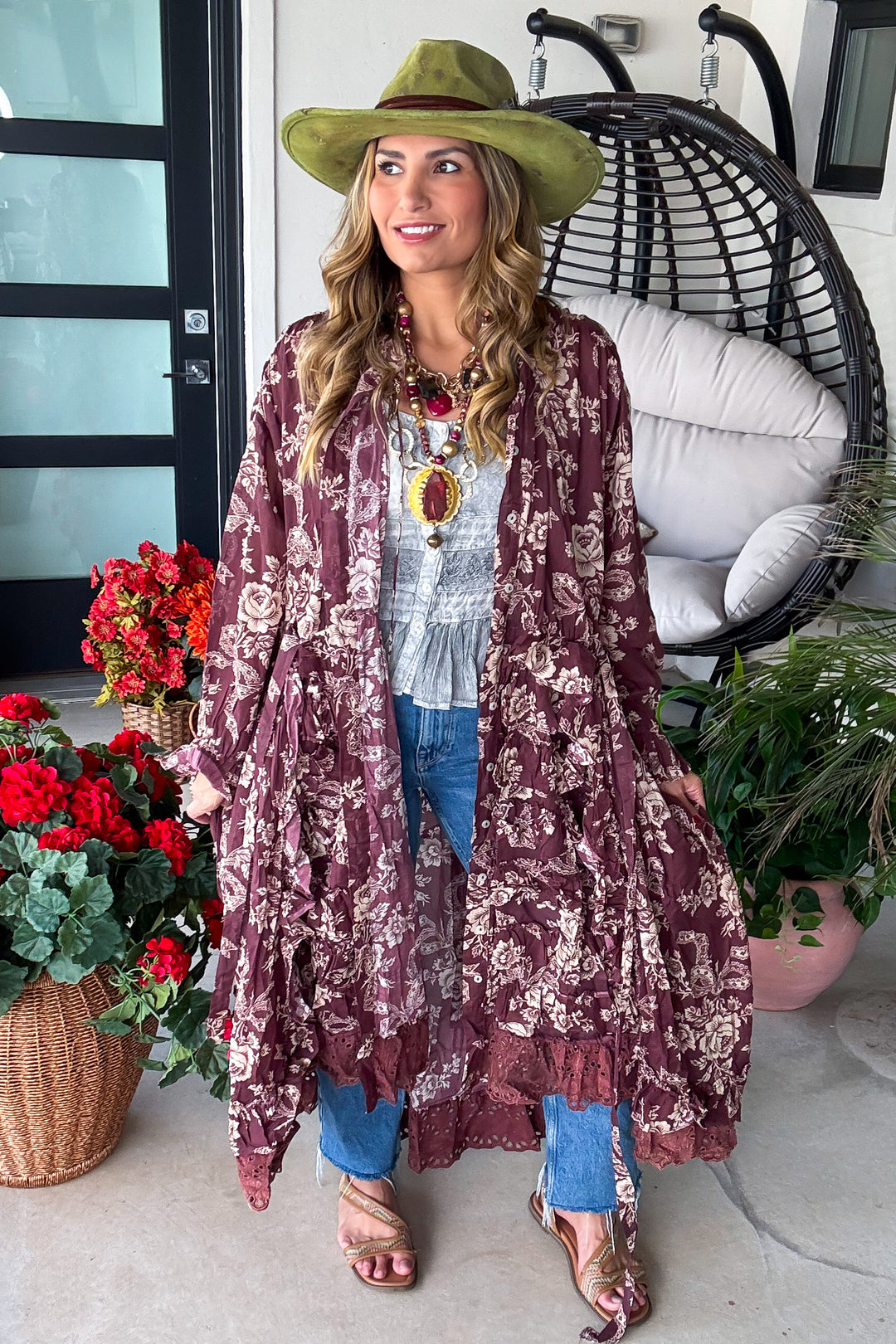 Whispering Blooms Duster - 100% Cotton