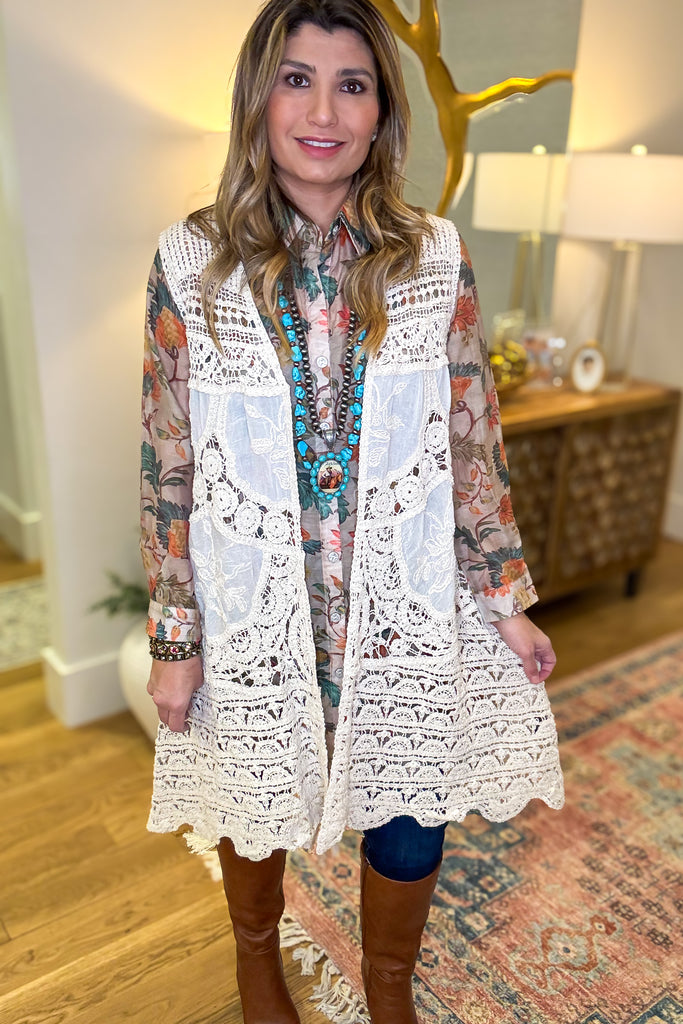 Well Polished Crochet Vest  - Natural