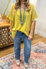 Golden Days Ahead Oversized Top - 100% Cotton - Golden Kiwi